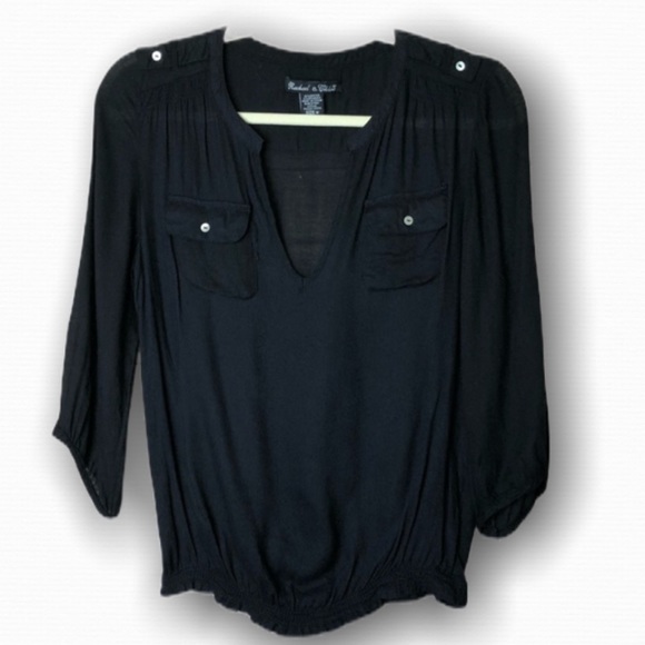 Rachael & Chloe Tops - Rachael & Chloe Black vneck sheer blouse M